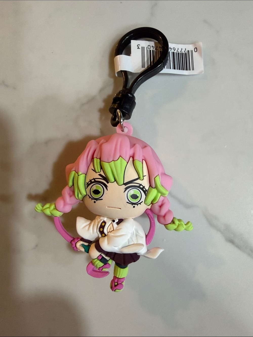 Demon Slayer Anime Character Keychain - Pink & Lime Green PVC Charm